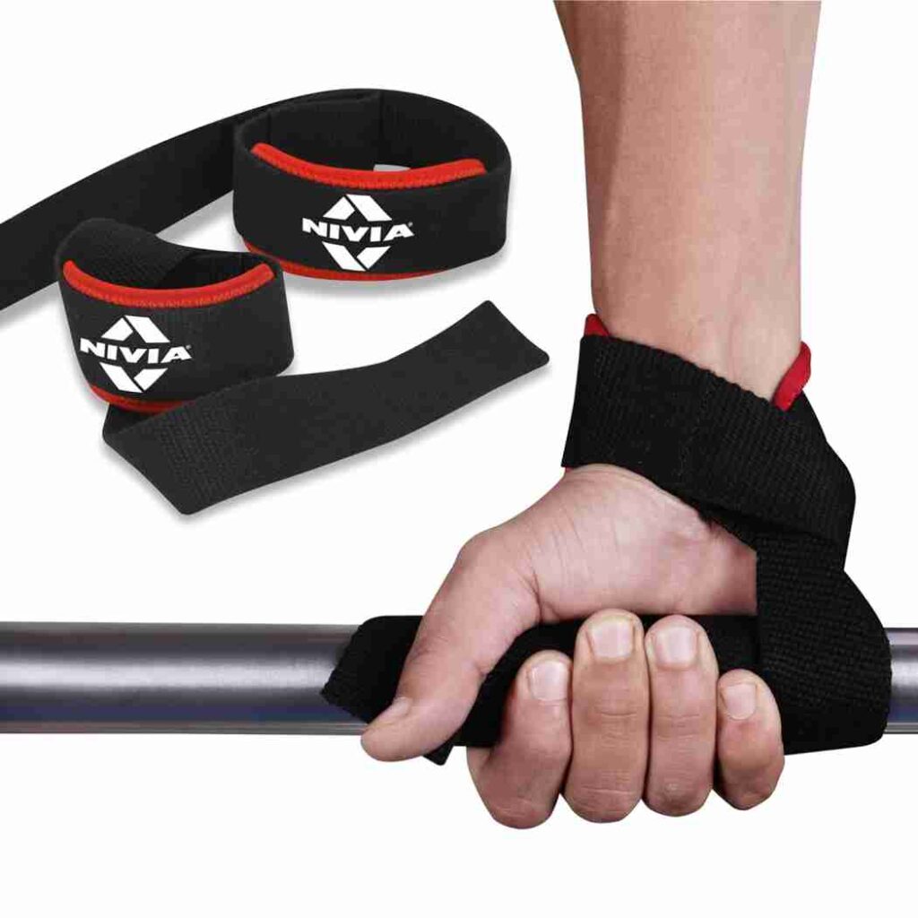 Nivia Weight Lifting Strap with Wrist Supporter for Gym, Powerlifting, Strength Training for Men & Women, Bar Straps for Deadlifting, Gym Equipment for Workout, Neoprene Padded Bar Strap (Red/Black)