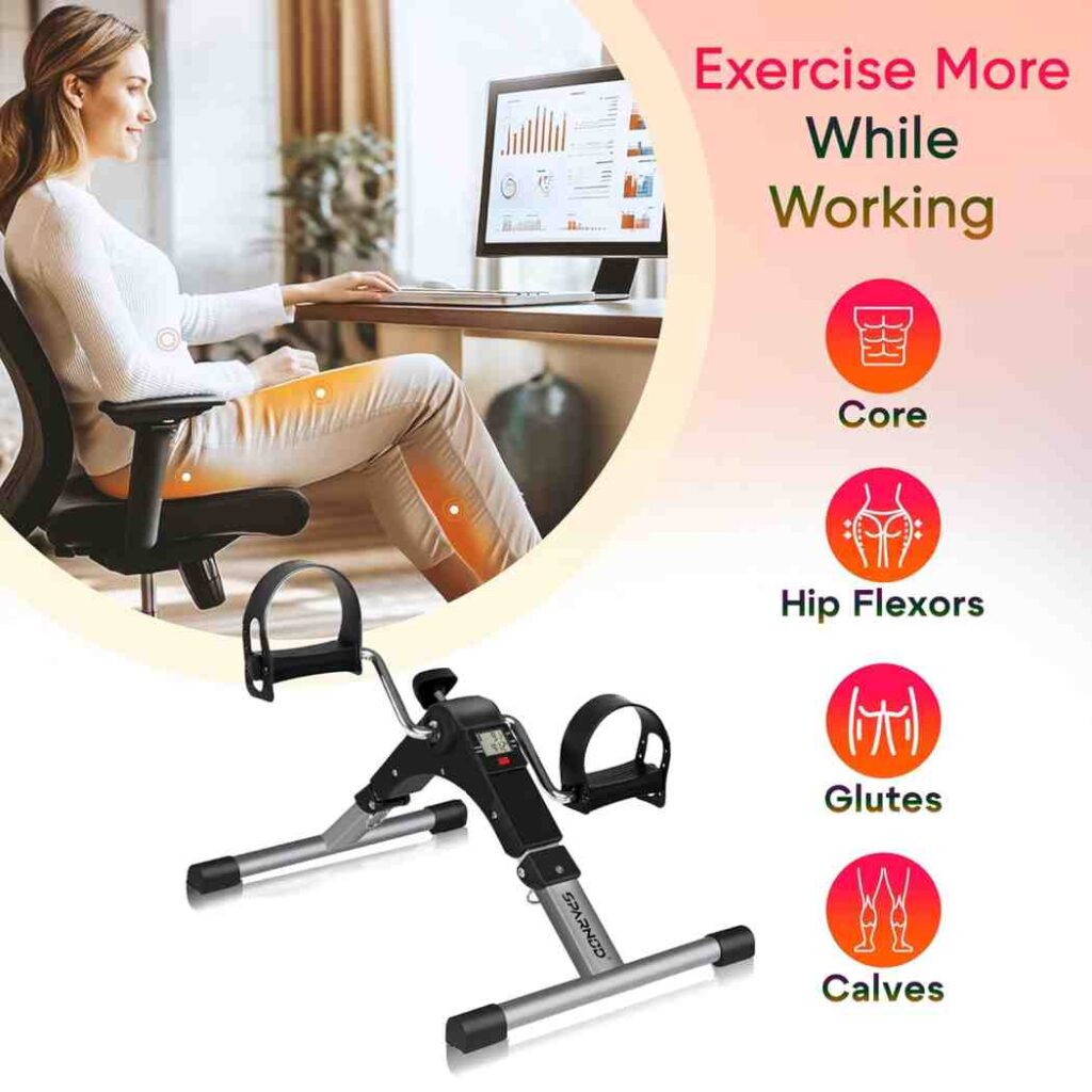 SPARNOD FITNESS SMB-100 Mini Cycle Pedal Exerciser with Fixing Strap, Adjustable Resistance and Digital Display - Suitable for Light Exercise of Legs, Arms, and Physiotherapy at Home, Black