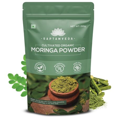 SAPTAMVEDA 100% Organic Moringa Powder 250 Gm | Immunity Booster | Drumstick Leaf Powder | Natural Multi-vitamin | Anti-Oxidant | Good for Hair & Skin | Protein Rich